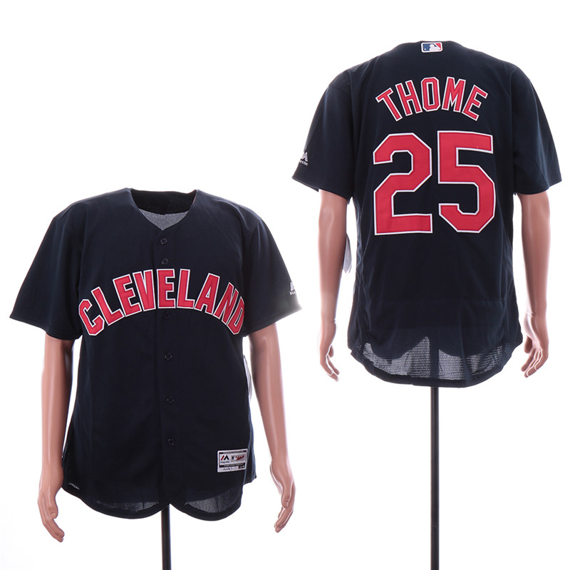 Indians 25 Jim Thome Navy Alternate Flexbase Jersey