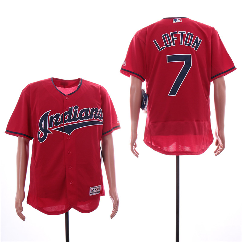 Indians 7 Kenny Lofton Red Flexbase Jersey