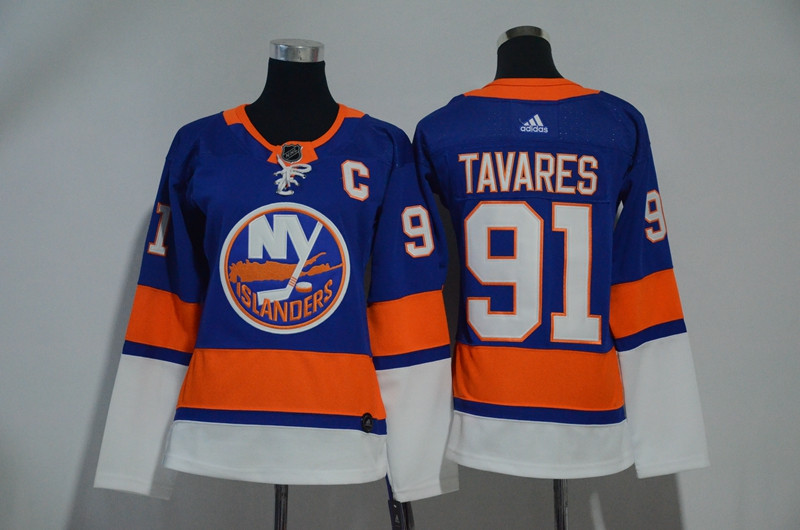 Islanders 91 John Tavares Blue Women  Jersey