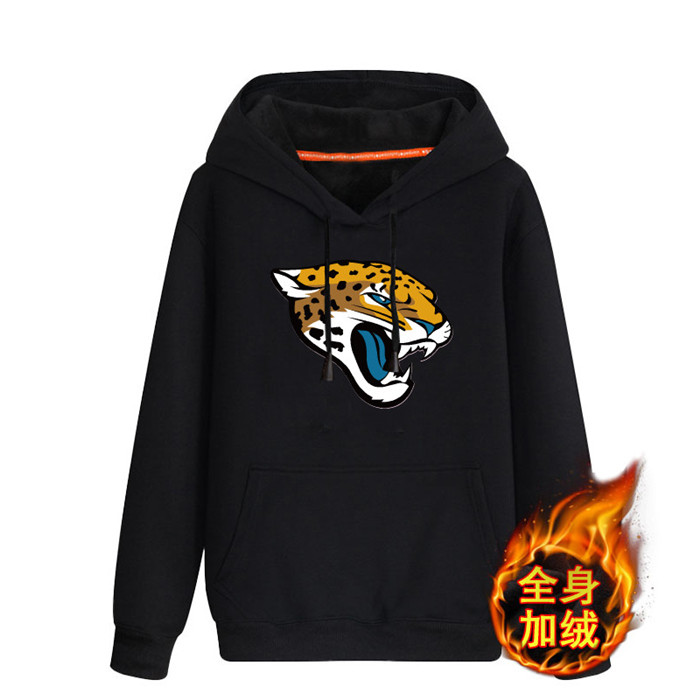 Jacksonville Jaguars Black Men's Winter Thick NFL Pullover Hoodie