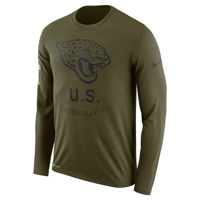Jacksonville Jaguars  Salute to Service Sideline Legend Performance Long Sleeve T Shirt Olive
