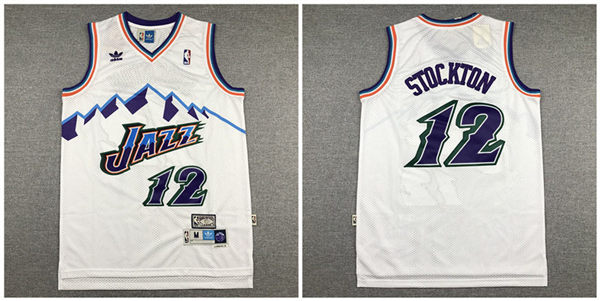 Jazz 12 John Stockton White Hardwood Classics Jersey