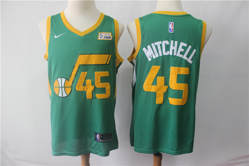 Jazz 45 Donovan Mitchell Green 2018 19 Earned Edition  Swingman Jersey