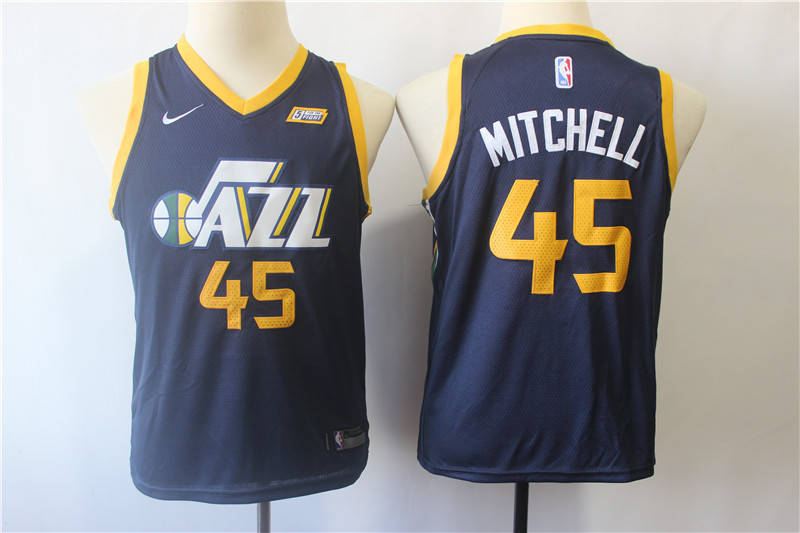 Jazz 45 Donovan Mitchell Navy Youth  Swingman Jersey