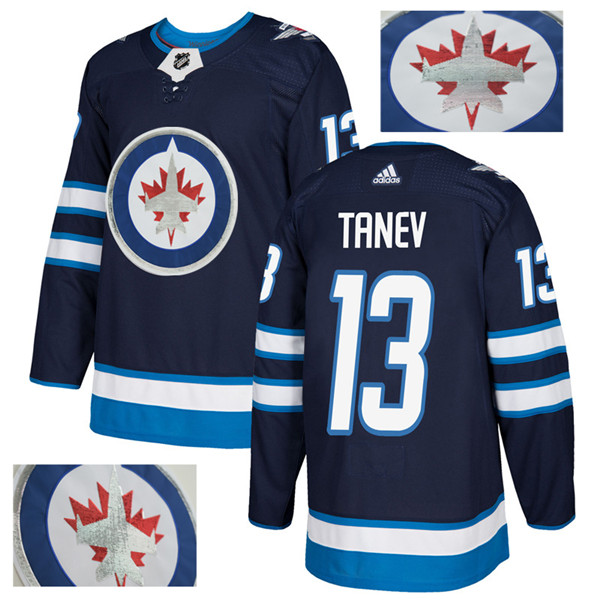 Jets 13 Brandon Tanev Navy With Special Glittery Logo  Jersey