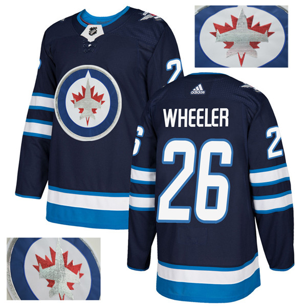 Jets 26 Blake Wheeler Navy With Special Glittery Logo  Jersey