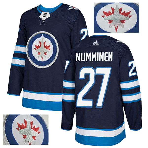 Jets 27 Teppo Numminen Navy With Special Glittery Logo  Jersey