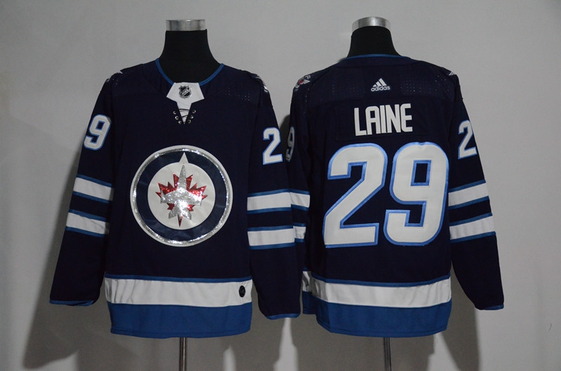 Jets 29 Patrik Laine Navy Glittery Edition  Jersey