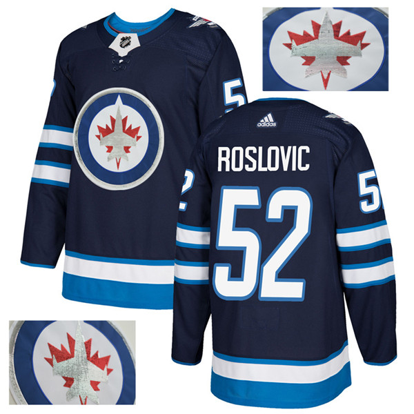 Jets 52 Jack Roslovic Navy With Special Glittery Logo  Jersey