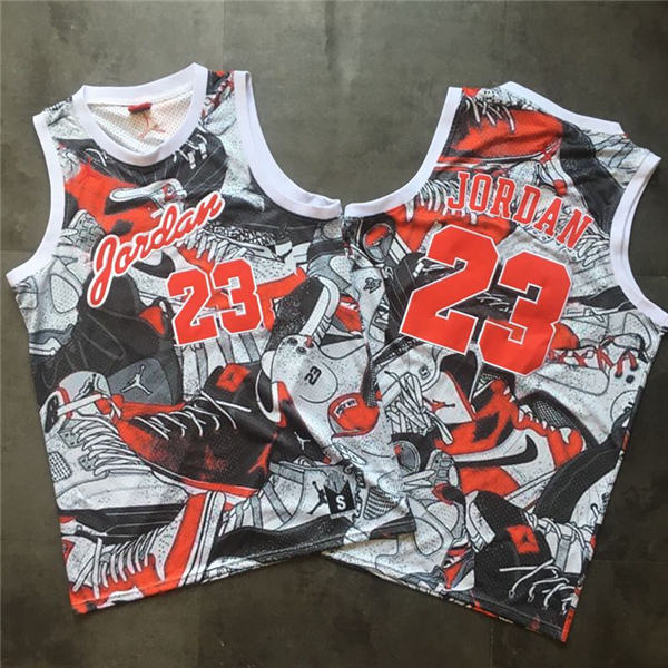 Jordan Logo 23 Michael Jordan Gray Commemorative Edition Basketball Jersey