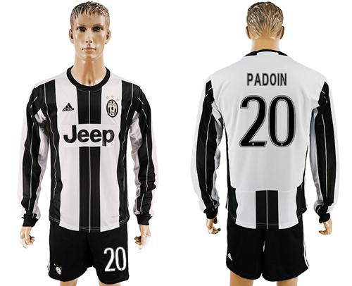Juventus 20 Padoin Home Long Sleeves Soccer Club Jersey