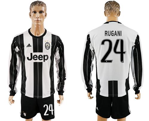 Juventus 24 Rugani Home Long Sleeves Soccer Club Jersey