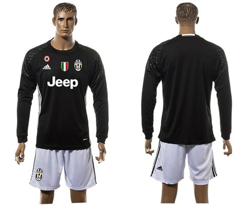 Juventus Blank Black Goalkeeper Long Sleeves Soccer Club Jersey