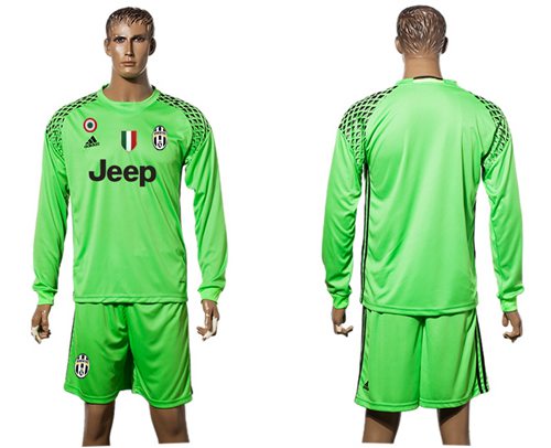 Juventus Blank Green Goalkeeper Long Sleeves Soccer Club Jersey