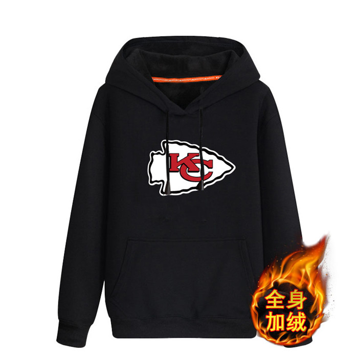 Kansas City Chiefs Black Men's Winter Thicken NFL Pullover Hoodie