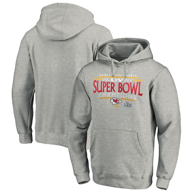 Kansas City Chiefs NFL Pro Line by Fanatics Branded Super Bowl LIV Champions Neutral Zone Pullover Hoodie Heather Gray