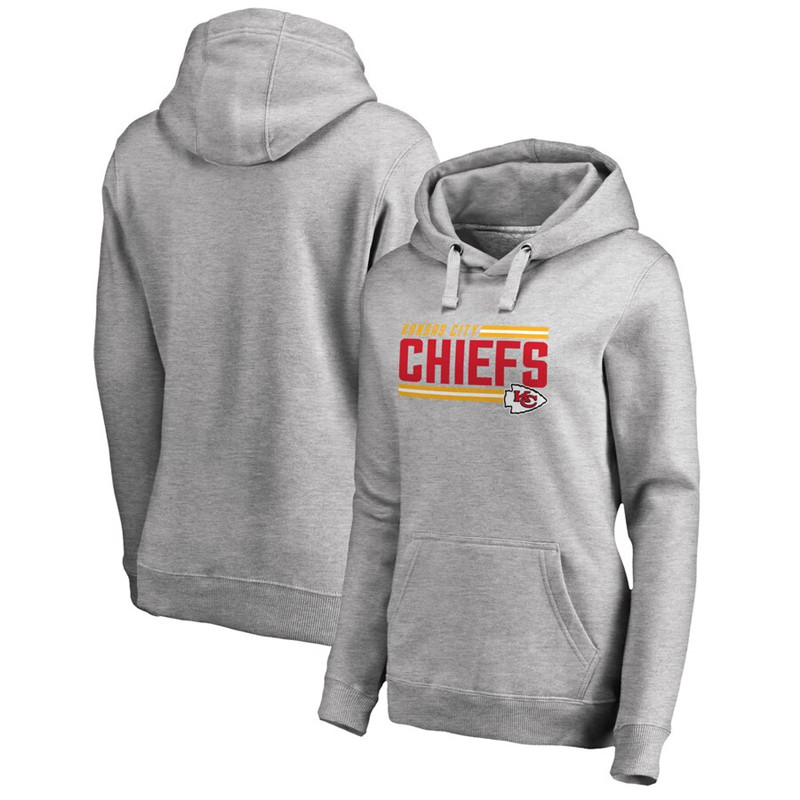 Kansas City Chiefs NFL Pro Line by Fanatics Branded Women's Iconic Collection On Side Stripe Plus Size Pullover Hoodie Ash