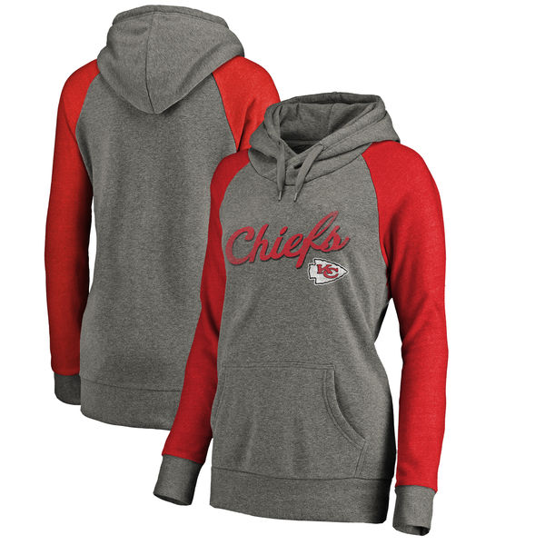 Kansas City Chiefs NFL Pro Line by Fanatics Branded Women's Timeless Collection Rising Script Plus Size Tri Blend Hoodie Ash