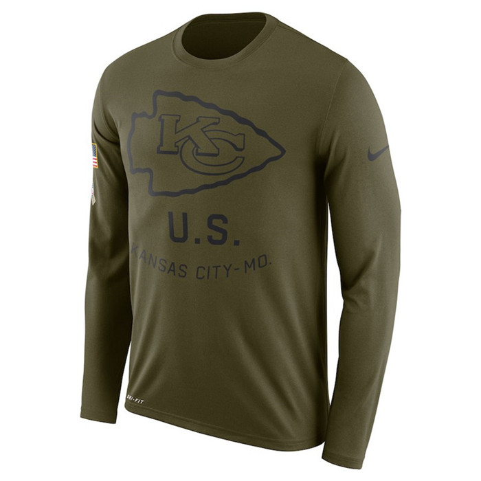 Kansas City Chiefs  Salute to Service Sideline Legend Performance Long Sleeve T Shirt Olive