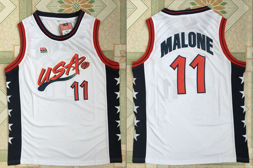 Karl Malone 1996 Atalanta olympics usa dream team usa white jersey