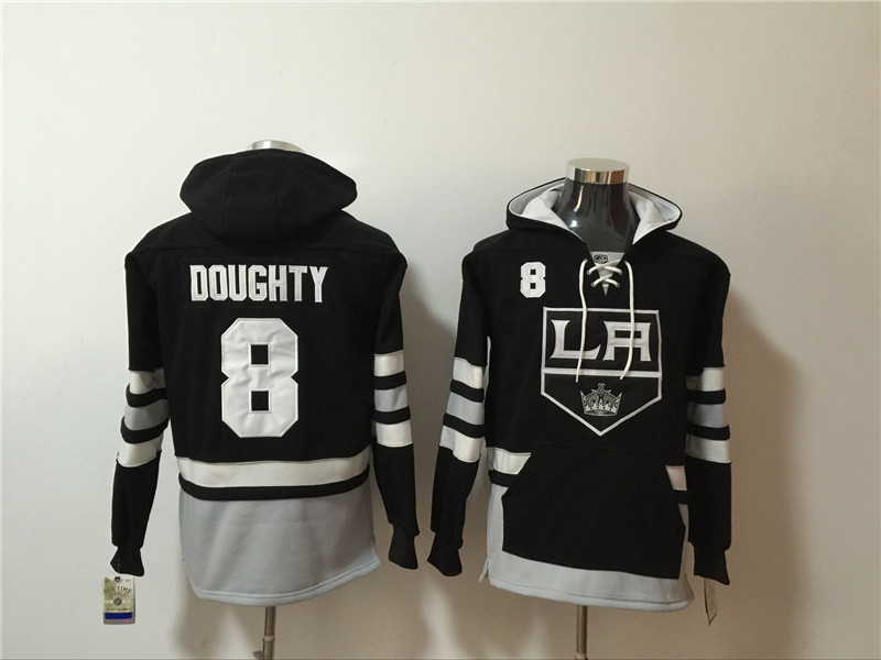 Kings 8 Drew Doughty Black All Stitched Hooded Sweatshirt