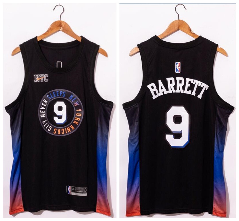 Knicks 9 R.J. Barrett Black 2020 21 City Edition Swingman Jersey