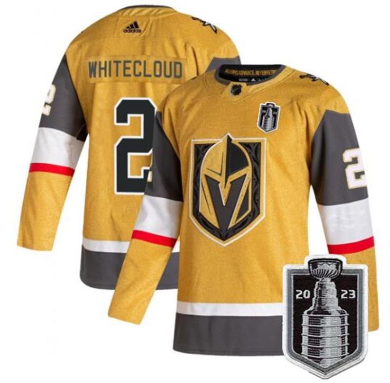 Knights 2 Zach Whitecloud Gold 2023 Stanley Cup Final Adidas Jersey
