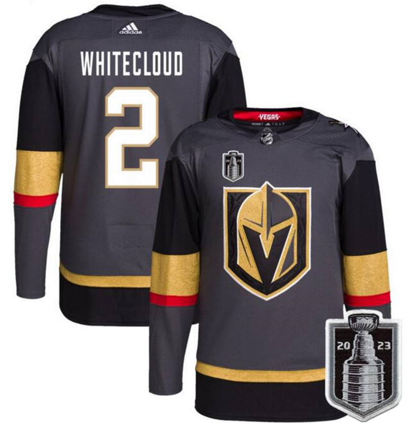 Knights 2 Zach Whitecloud Gray 2023 Stanley Cup Final Adidas Jersey