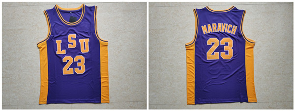 LSU Tigers 23 Pete Maravich Purple College Basketball Jersey