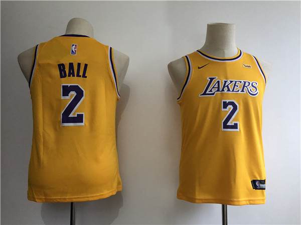 Lakers 2 Lonzo Ball Gold Youth 2018 19  Swingman Jersey