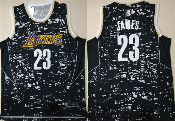 Lakers 23 Lebron James Black City Luminous  Swingman Jersey