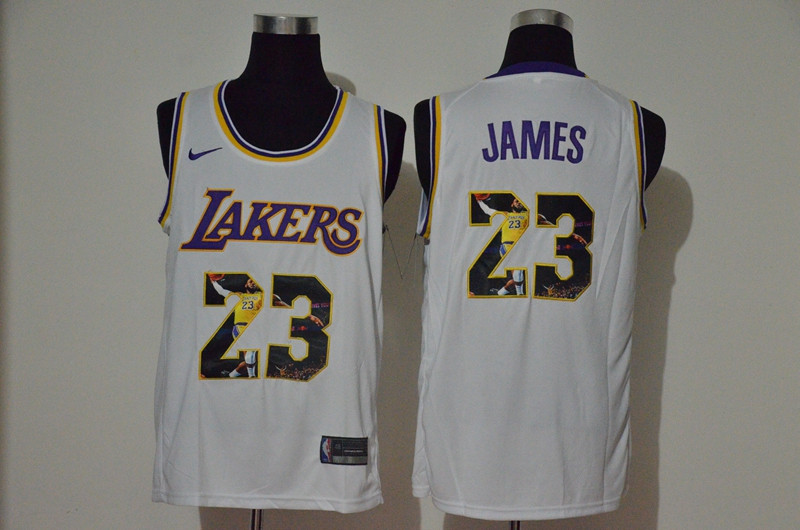 Lakers 23 Lebron James White Player Name Nike Swingman Fashion Jersey