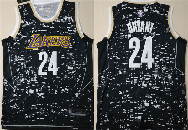 Lakers 24 Kobe Bryant Black City Luminous  Swingman Jersey