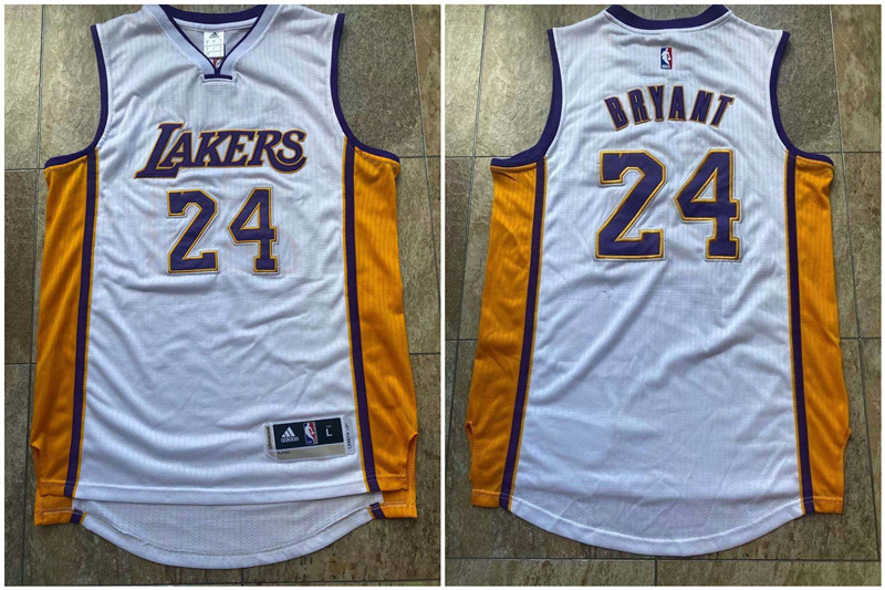 Lakers 24 Kobe Bryant White Adidas Swingman Jersey