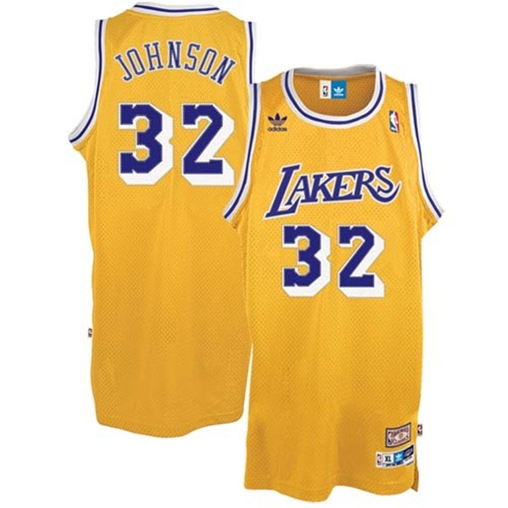 Los Angeles Lakers #32 Magic Johnson Hardwood Classics Swingman Gold Jersey