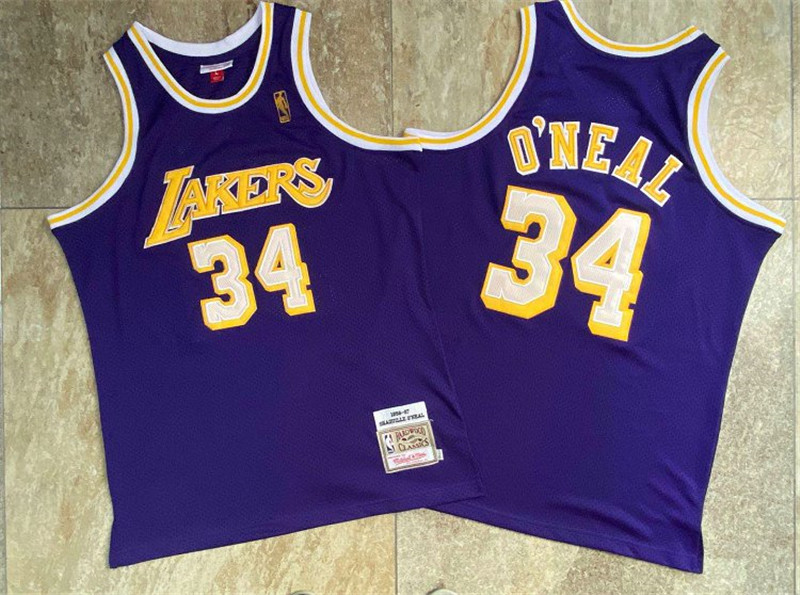 Lakers 34 Shaquille O'Neal Purple 1996 97 Hardwood Classics Jersey