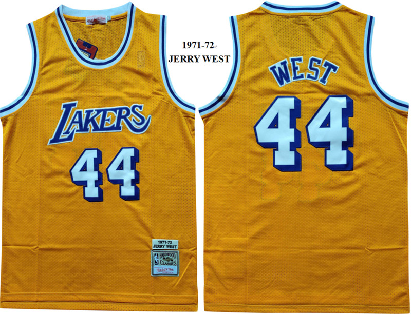 Lakers 44 Jerry West Yellow 1971 72 Hardwood Classics Jersey
