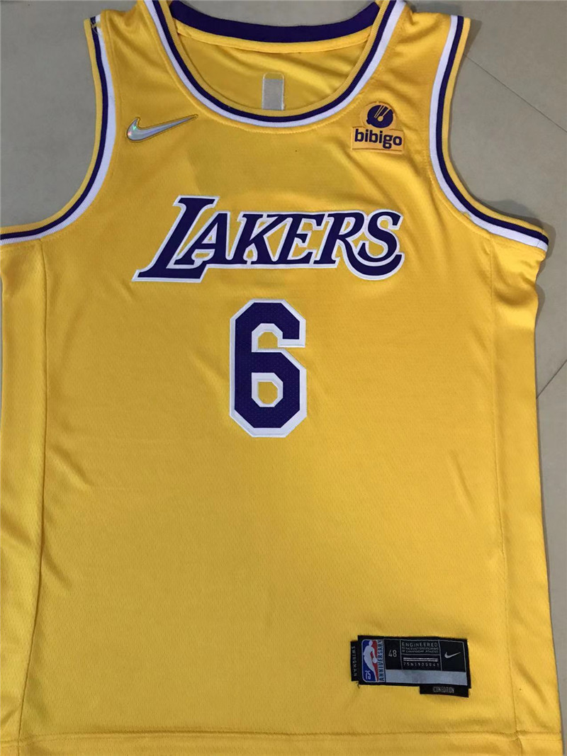 Lakers 6 Lebron James Yellow Nike Diamond 75th Anniversary City Edition Swingman Jersey