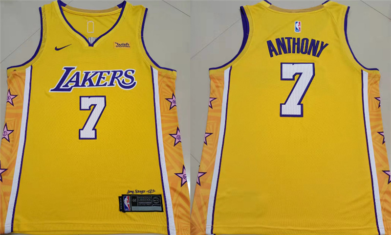 Lakers 7 Carmelo Anthony Yellow Nike City Edition Swingman Jersey
