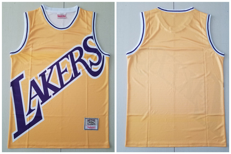 Lakers Big Face Yellow Hardwood Classics Swingman Jersey