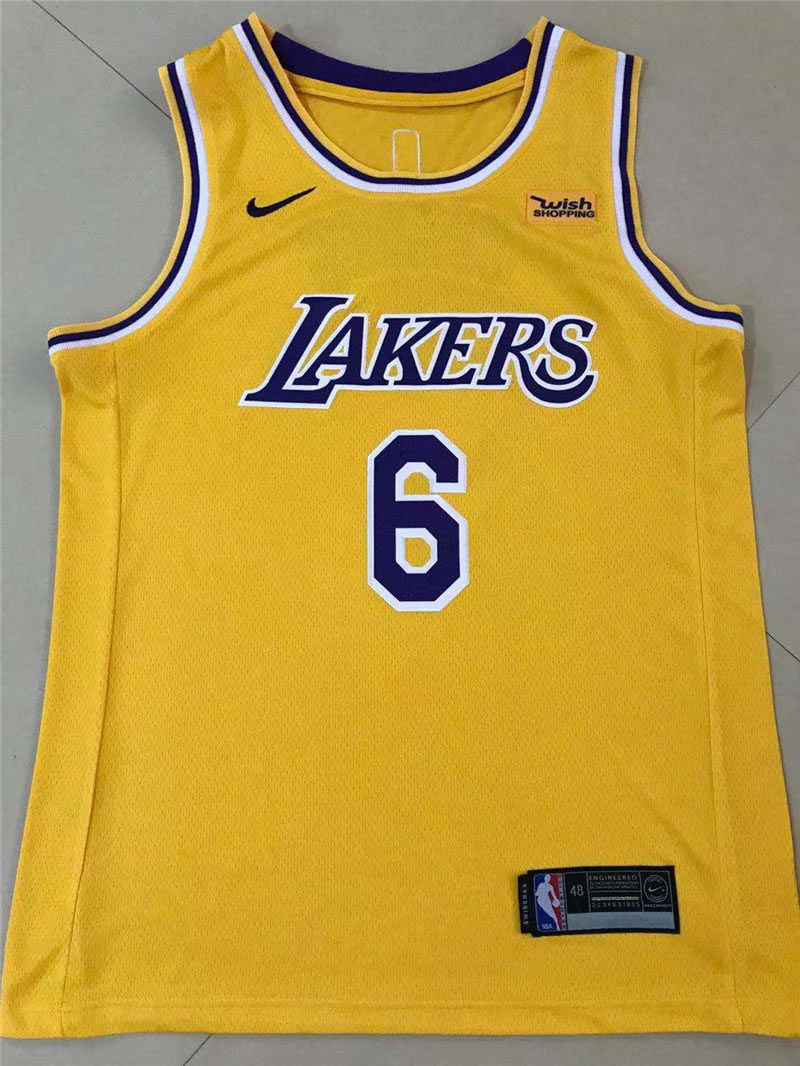 Lakers James 6 yellow jersey