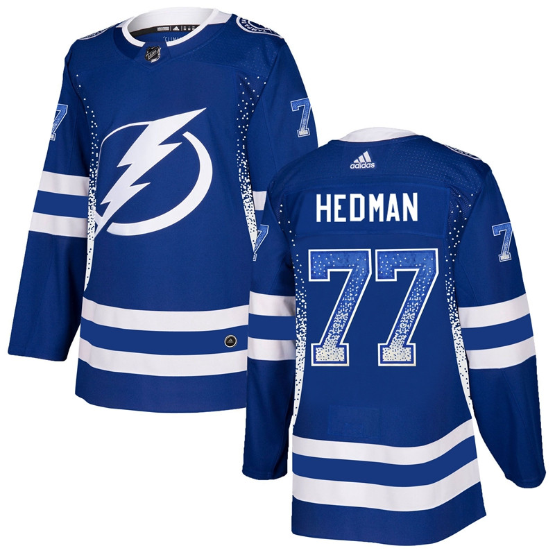 Lightning 77 Victor Hedman Blue Drift Fashion  Jersey