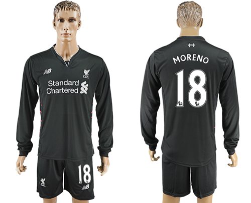 Liverpool 18 Moreno Away Long Sleeves Soccer Club Jersey