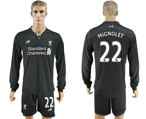 Liverpool 22 Mignolet Away Long Sleeves Soccer Club Jersey