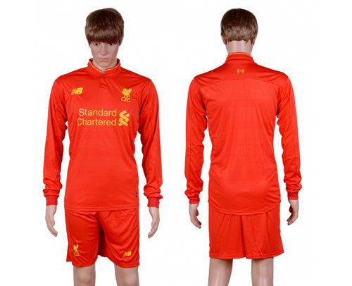 Liverpool Blank Home Long Sleeves Soccer Club Jersey