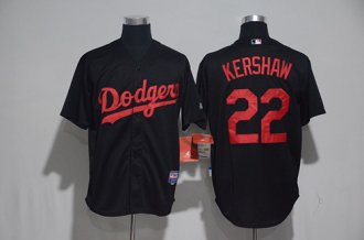 Los Angeles Dodgers Mens Jerseys 22 Clayon Kershaw Black Baseball Jersey