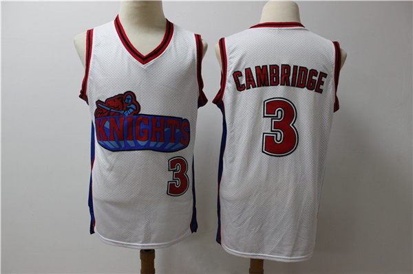 Los Angeles Knights 3 Calvin Cambridge White Movie Basketball Jersey