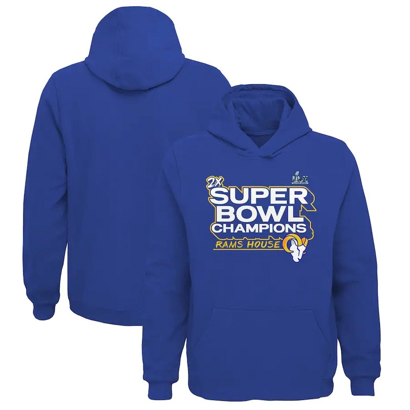 Los Angeles Rams Fanatics Branded Youth Super Bowl LVI Champions Parade Pullover Hoodie Royal