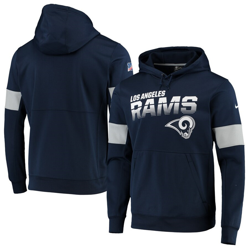 Los Angeles Rams Nike Sideline Team Logo Performance Pullover Hoodie Navy