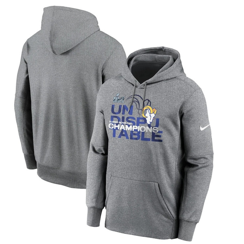 Los Angeles Rams Nike Super Bowl LVI Champions Slogan Pullover Hoodie Hoodie Gray